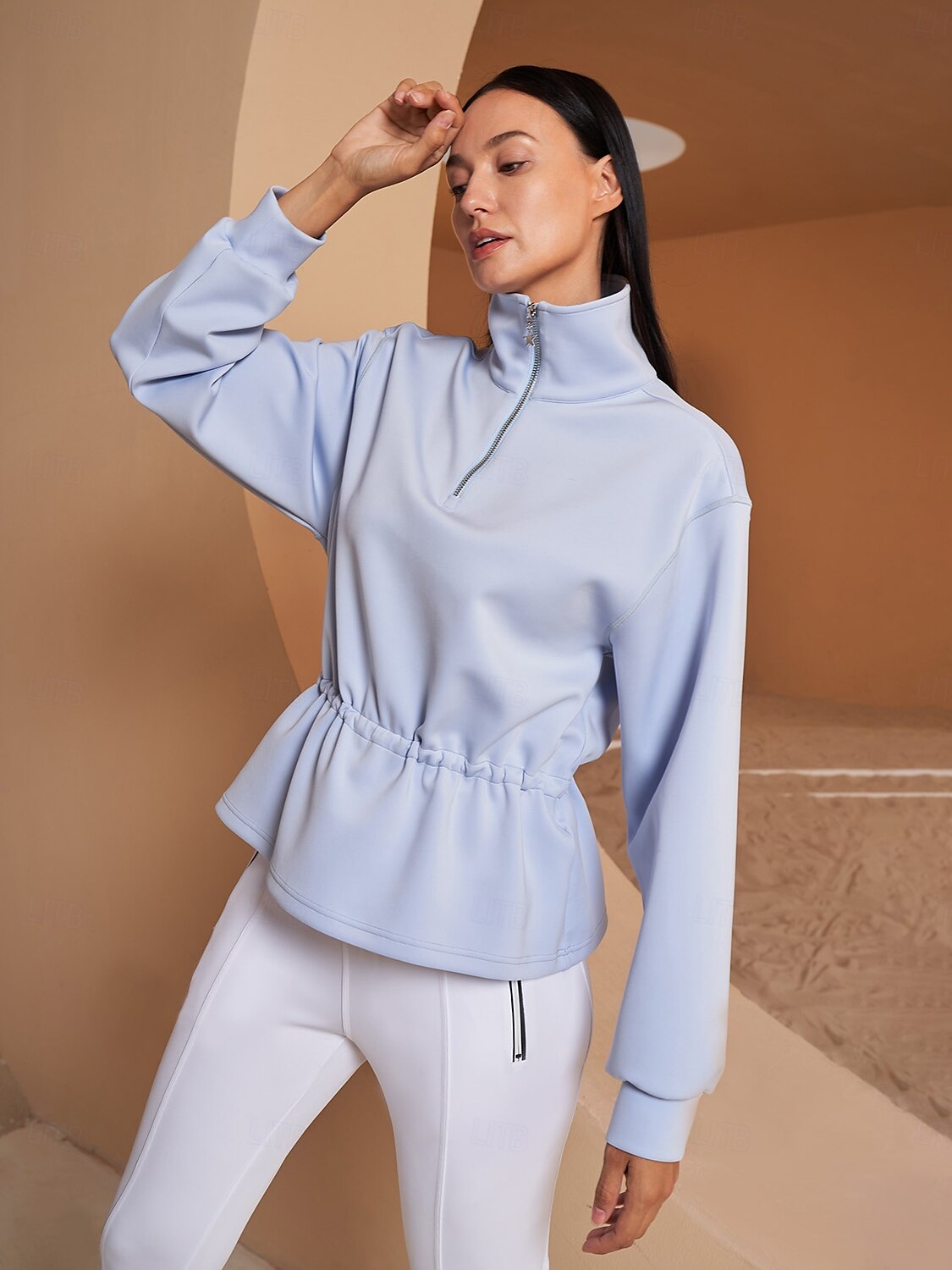 Winner Ruffle Drawstring Waist Sweatshirt