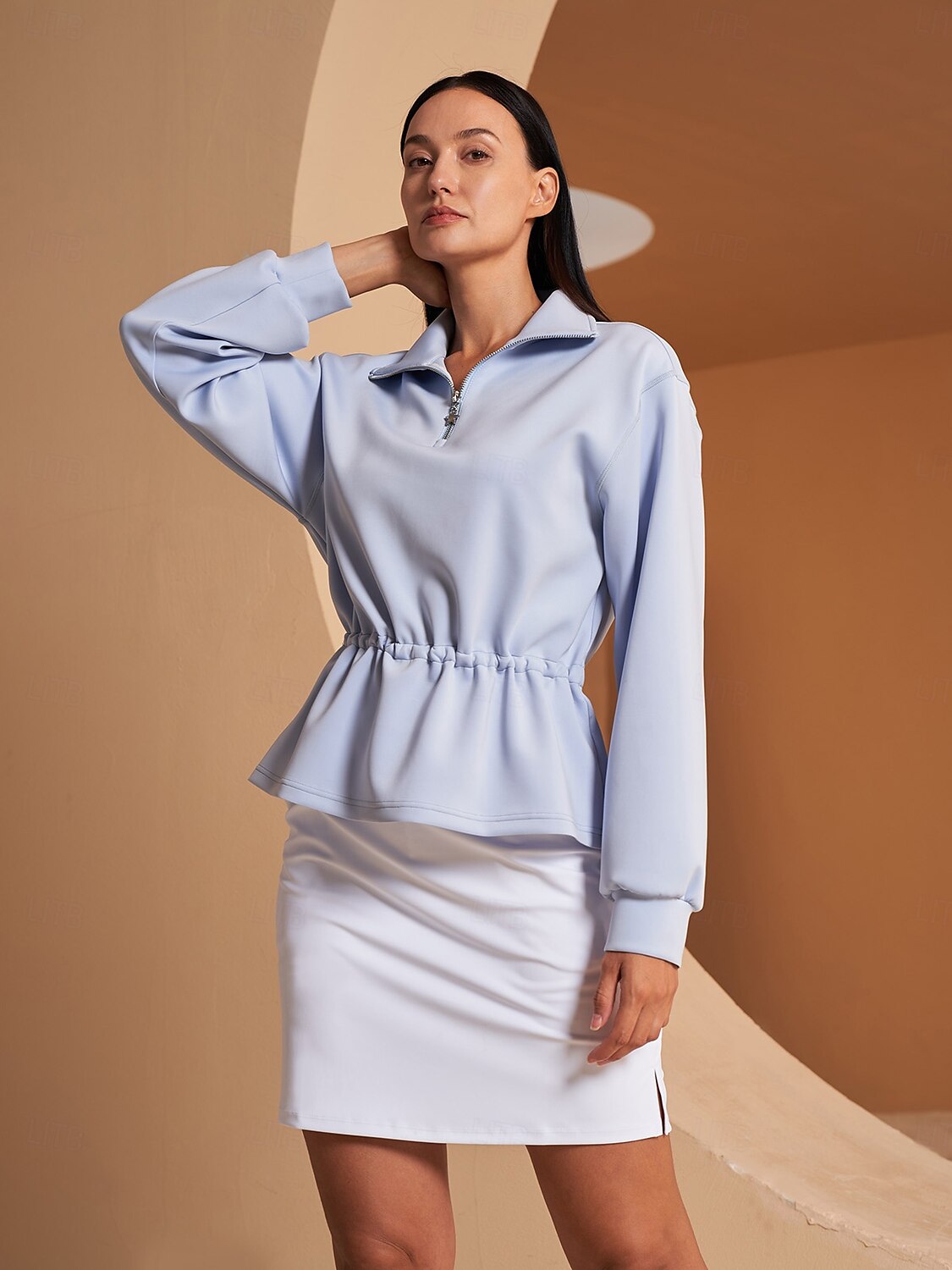 Winner Ruffle Drawstring Waist Sweatshirt