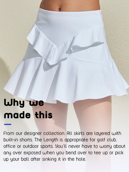 Flying Lily Pickleball & Tennis 14.5 Inch A Line Ruffle Pleated Skort
