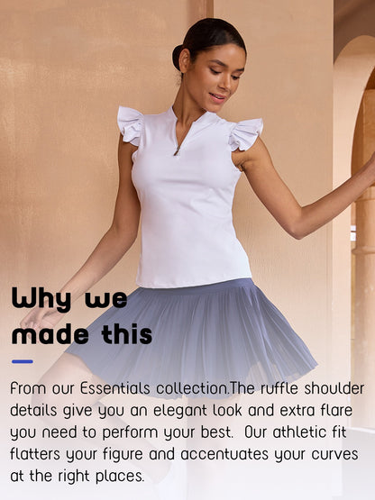 Flying Lily Ruffle Sleeve Tennis Shirt