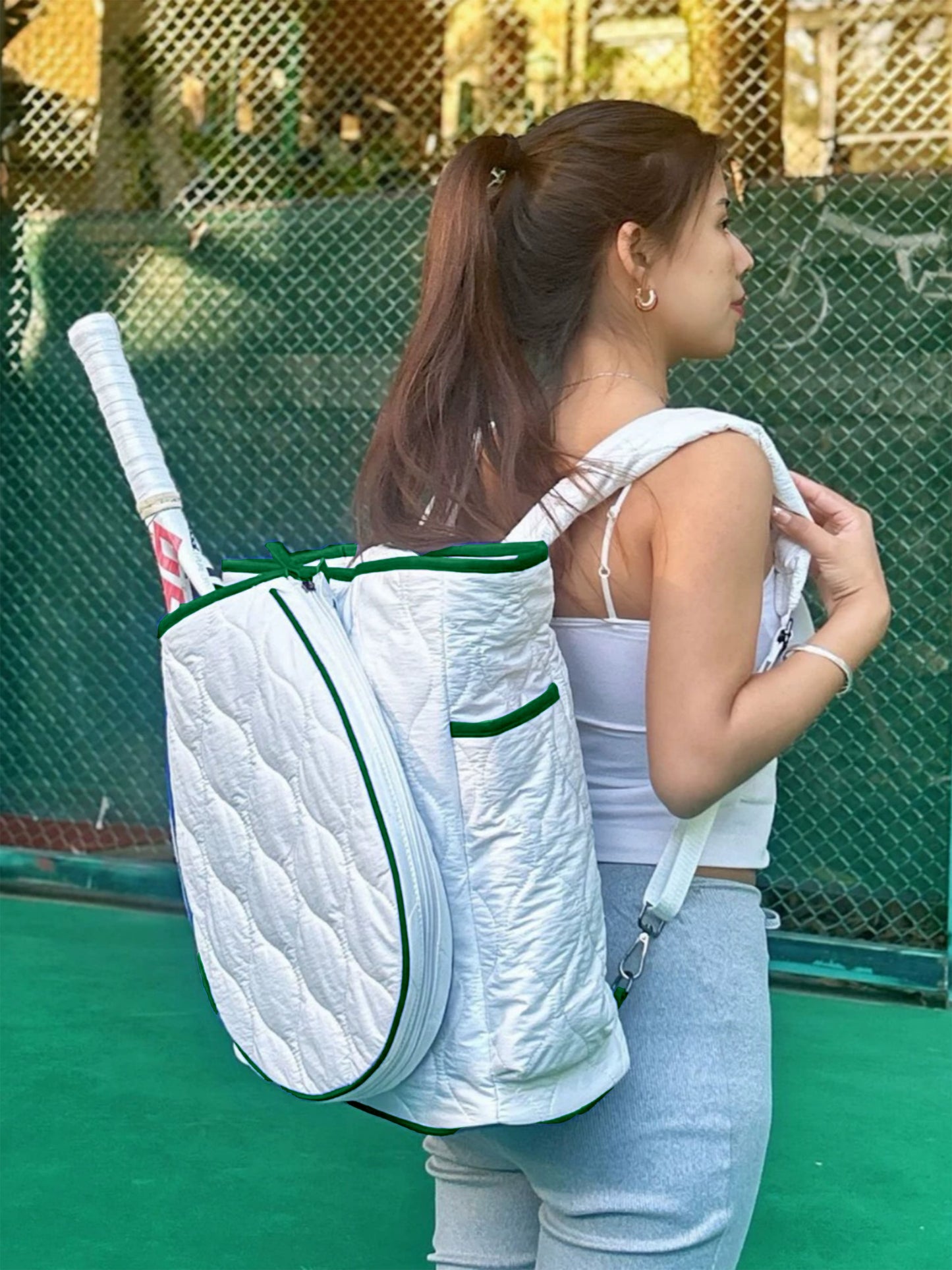 Tennis Quilted Backpack Tote