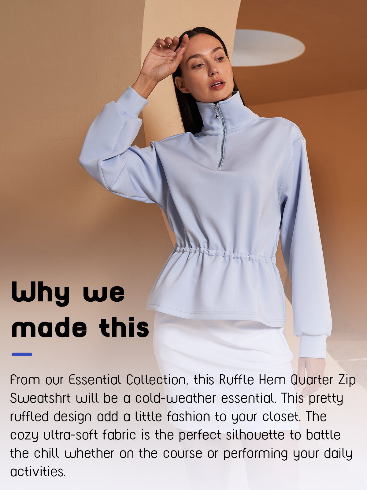 Winner Ruffle Drawstring Waist Sweatshirt