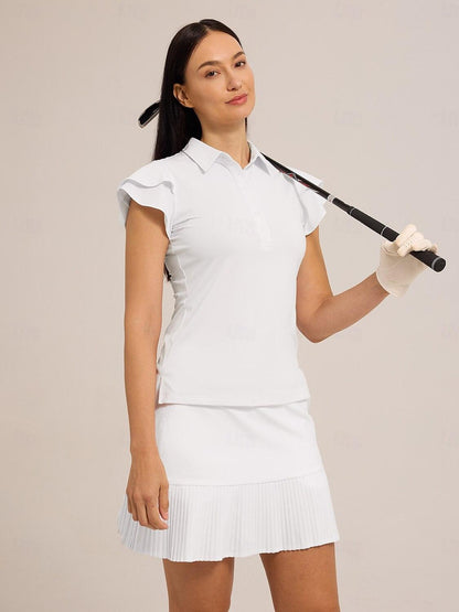 Flying Lily Ruffle Sleeve Polo Top UPF50+