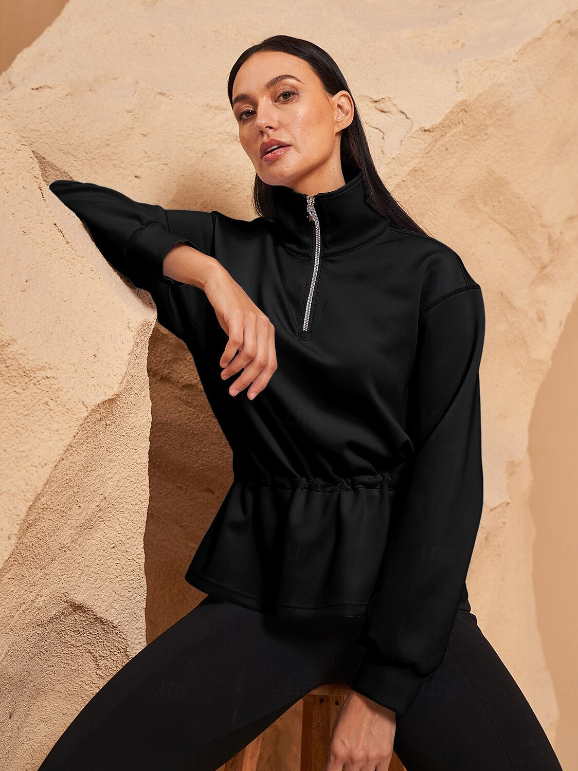 Winner Ruffle Drawstring Waist Sweatshirt