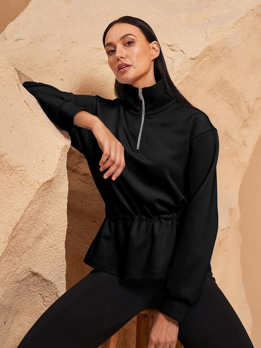 Winner Ruffle Drawstring Waist Sweatshirt