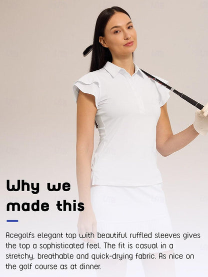 Flying Lily Ruffle Sleeve Polo Top UPF50+